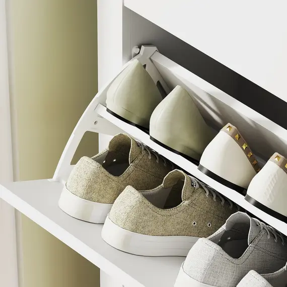 Buy Modern Two-Drawer Shoe Cabinet - White, 9 image