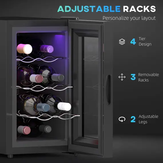 Buy Mini Table Top Wine Fridge, 8 Bottle, 17L, 8-18„ƒ, 26.5cm Quiet Under Counter Wine Cooler Fridge with Glass Door, LED Light, Digital Touch Screen, Temperature Control, 6 image