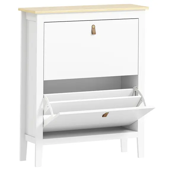 Buy Modern Two-Drawer Shoe Cabinet - White