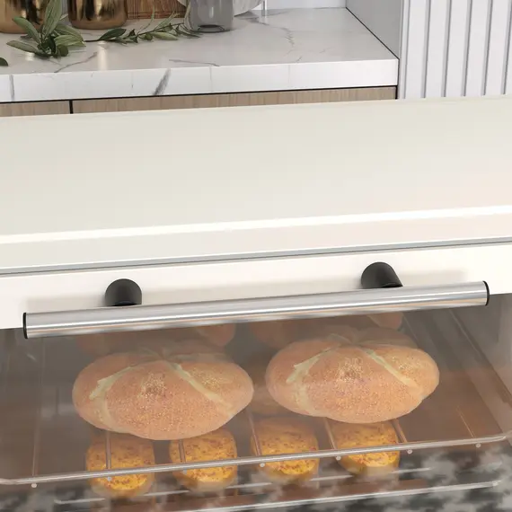Buy Mini Oven, 9L Countertop Electric Grill, Toaster Oven with Adjustable Temperature, Timer, Dishwasher Safe Baking Tray and Wire Rack, 750W, Cream, 9 image