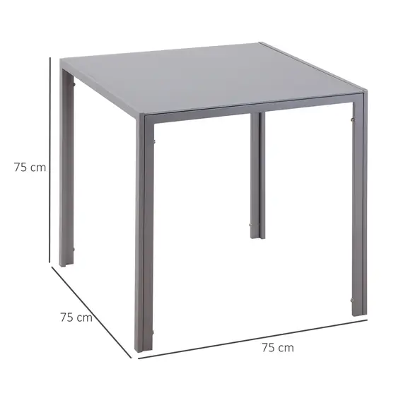 Buy Modern Square Dining Table for 2-4 People, with Glass Top & Metal Legs for Dining Room, Living Room, Grey, 3 image