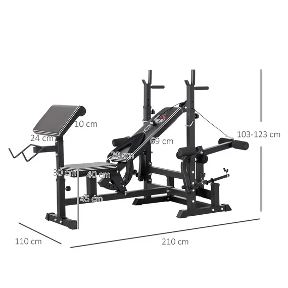 Buy Multi-Exercise Full-Body Weight Rack with Bench Press, Leg Extension, Chest Fly Resistance Band & Preacher Curl, 3 image