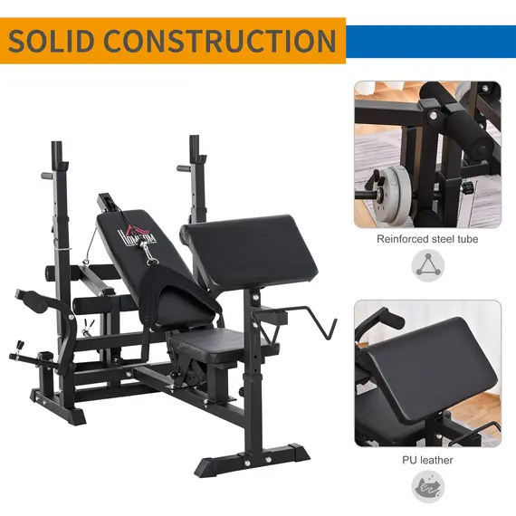 Buy Multi-Exercise Full-Body Weight Rack with Bench Press, Leg Extension, Chest Fly Resistance Band & Preacher Curl, 4 image