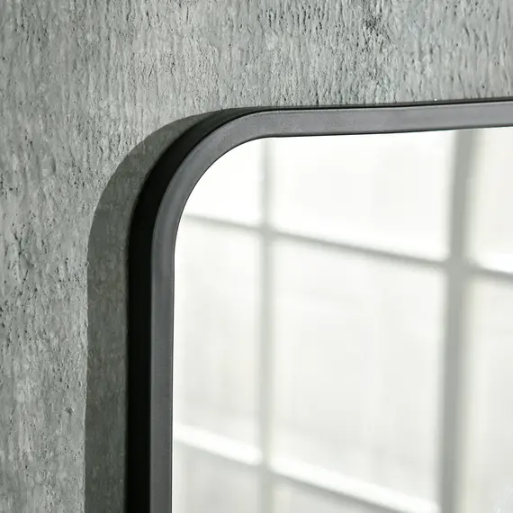 Buy Modern Square Wall Mirror with Storage Shelf, 70 x 50 cm Mirrors for Living Room, Bedroom, Black, 8 image