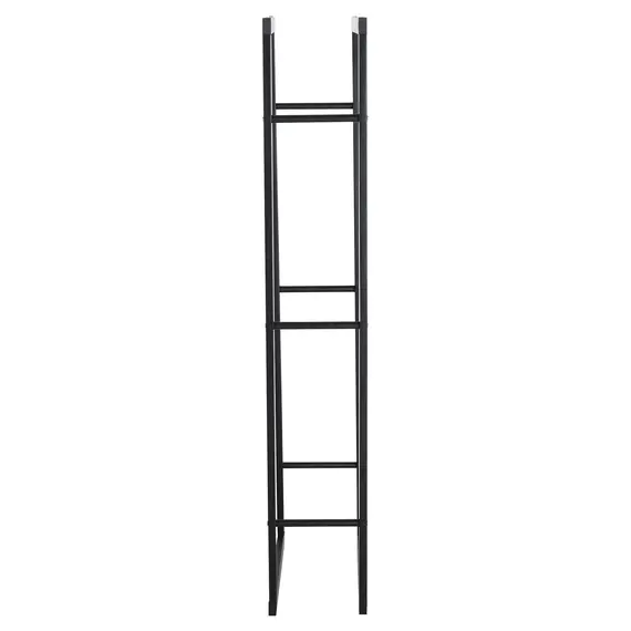 Buy Metal Firewood Log Holder Tall Firewood Rack Indoor Outdoor Fireplace Wood Storage Shelf with Side Rails, Rust-Resistant, Black, 40W x 25D x 150H cm, 8 image