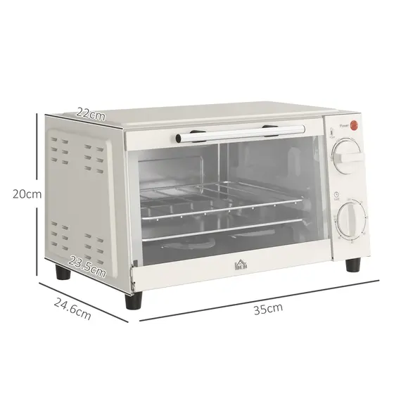 Buy Mini Oven, 9L Countertop Electric Grill, Toaster Oven with Adjustable Temperature, Timer, Dishwasher Safe Baking Tray and Wire Rack, 750W, Cream, 3 image