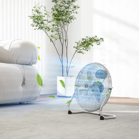 Buy Metal Floor Fan with 3 Speeds & 120° Adjustable Tilt - Silver Tone, 8 image