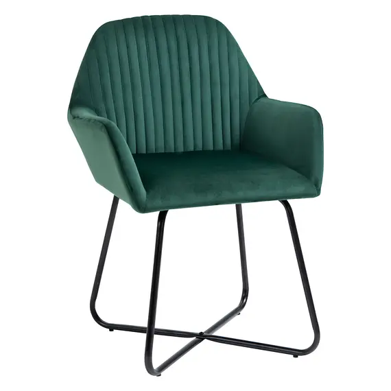 Buy Modern Arm Chair Upholstered Accent Chair with Metal Base for Living Room Green, 9 image
