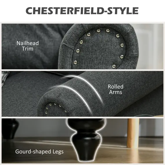 Buy Mid-Century Armchair, with Pocket Springs - Charcoal Grey, 4 image