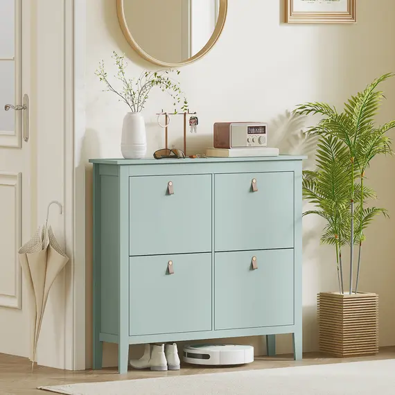 Buy Modern Four-Drawer Shoe Cabinet - Green, 8 image