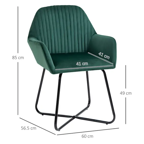 Buy Modern Arm Chair Upholstered Accent Chair with Metal Base for Living Room Green, 3 image