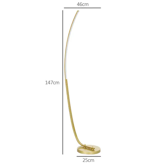 Buy Modern 147cm Curved LED Floor Lamp - Gold Tone, 3 image