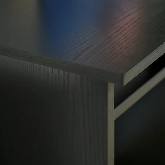 Buy Modern Computer Desk, Home Office Table, Small Writing Desk with Storage Shelf, 90 x 50cm, Black Wood Grain, 8 image