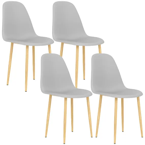 Buy Modern Dining Chairs Set of 4, Kitchen Chairs with Backrest and Steel Legs for Dining Room, Living Room, Grey