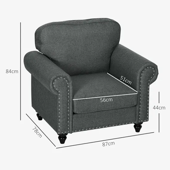 Buy Mid-Century Armchair, with Pocket Springs - Charcoal Grey, 3 image