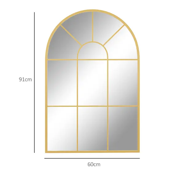 Buy Modern Arched Wall Mirror, 91 x 60 cm Window Mirrors for Living Room, Bedroom, Gold Tone, 3 image