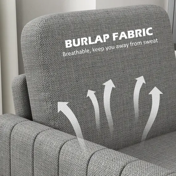 Buy Modern Boxy Linen-Look Armchair - Light Grey, 6 image