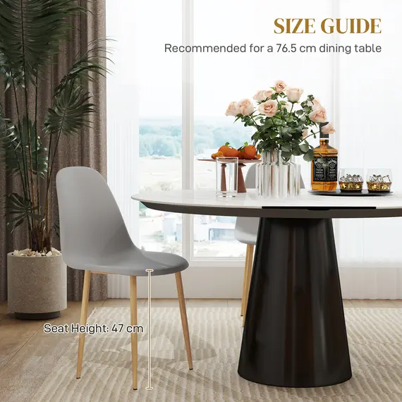 Buy Modern Dining Chairs Set of 4, Kitchen Chairs with Backrest and Steel Legs for Dining Room, Living Room, Grey, 7 image