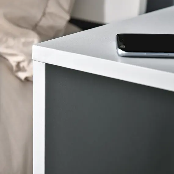 Buy Modern Side Table Set of 2, Three Layer Bedside Table Nightstand with 2 Storage Shelves, for Living room, Bedroom, Grey, 8 image