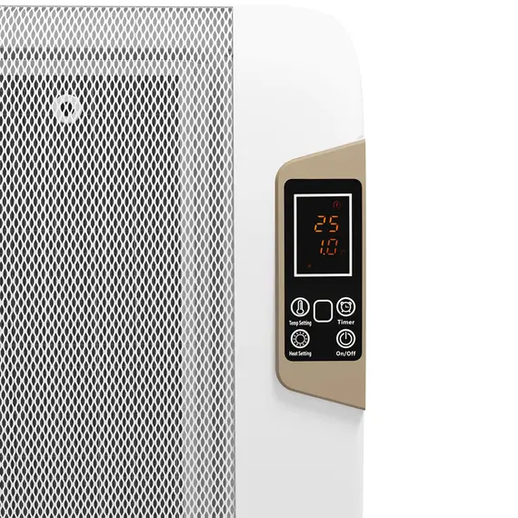 Buy Mica Electric Space Heater, Portable Heater for Home with 2 Heat Settings, Living Room, Study, Garage, Adjustable Temperature 18-30°C, 1000W/2000W, White, 8 image