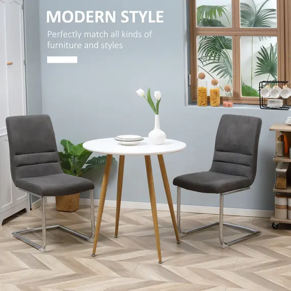 Buy Modern Dining Table for 2 People, Round Kitchen Table, with Matte Top and Metal legs, Dining Room Living Room, White, 4 image