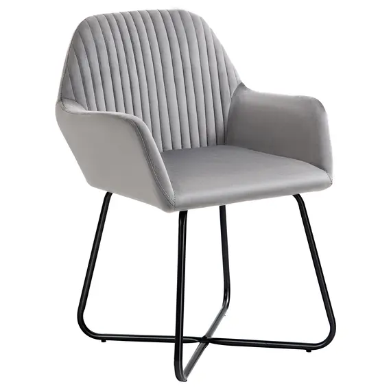 Buy Modern Arm Chair Upholstered Accent Chair with Metal Base for Living Room Grey