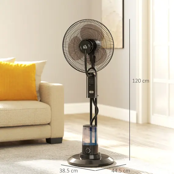 Buy Pedestal Fan with Water Mist Spray, Spray Misting Fan with 70° Oscillation, Tilt Head, 3 Speeds, 3 Modes, Adjustable Mist, 3.2L Water Tank, for Home, 120 cm, 3 image