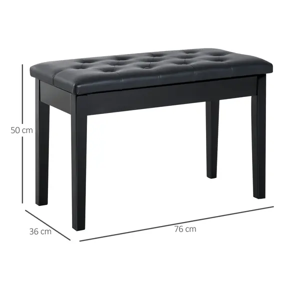 Buy PU Leather Upholstered Piano Stool Makeup Stool Bench Dressing Table Seat with Storage 76x36x50cm, Black, 3 image