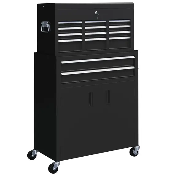 Buy Portable Tool Box, Metal Tool Chest on Wheels with 6 Drawers for Garage and Workshop, Black