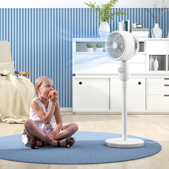 Buy Pedestal Fan, Powerful Air Circulator, 12 Inch Floor Standing Fan with 3 Speed Settings, Oscillating Function for Bedroom, Home and Office, White, 2 image