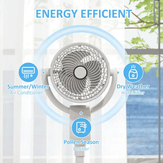 Buy Pedestal Air Circulation Fan with Oscillating, White, 4 image