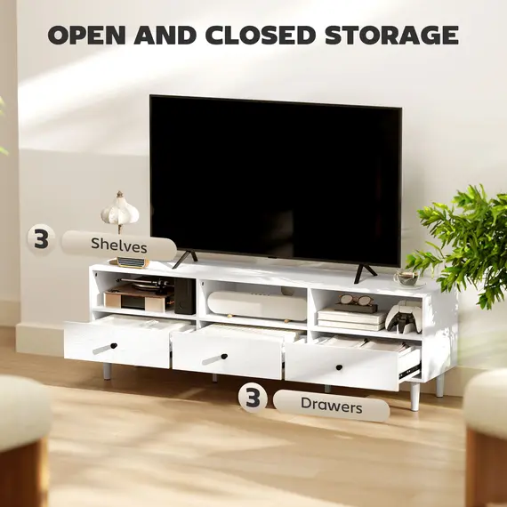 Buy Multi-Storage Minimal TV Stand - White, 4 image