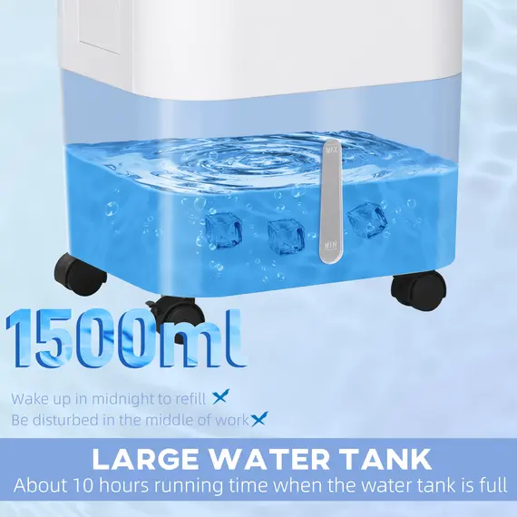 Buy Portable Air Cooler with 15 Litre Water Tank, Oscillation, LED Display, Remote Control, 7.5 Hour Timer, Evaporative Air Cooler Fan with 3 Speeds, 3 Modes, Ice Packs, for Home Office, 9 image