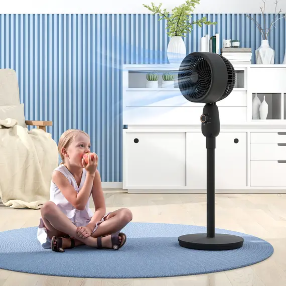 Buy Pedestal Fan, Powerful Air Circulator, 12 Inch Floor Standing Fan with 3 Speed Settings, Oscillating Function for Bedroom, Home and Office, Black, 2 image