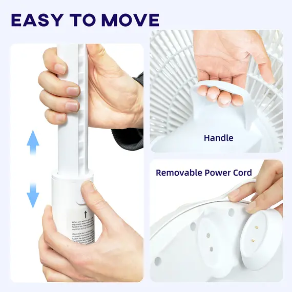 Buy  Pedestal Fan with Oscillating, Tilt, Adjustable Height, White, 9 image