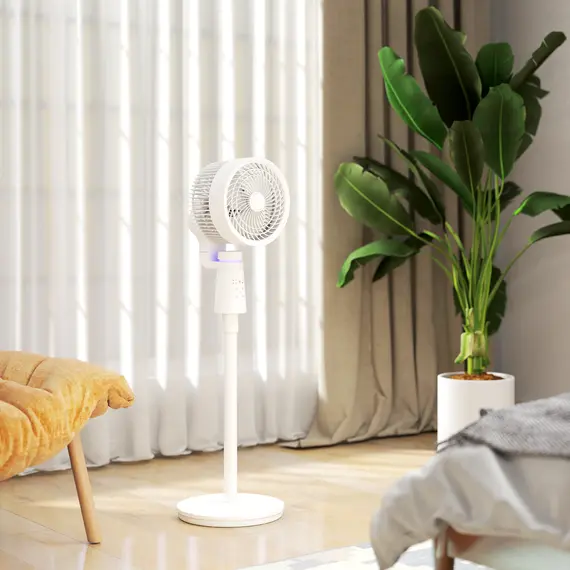 Buy Pedestal Air Circulation Fan with Oscillating, Light Off, White, 9 image