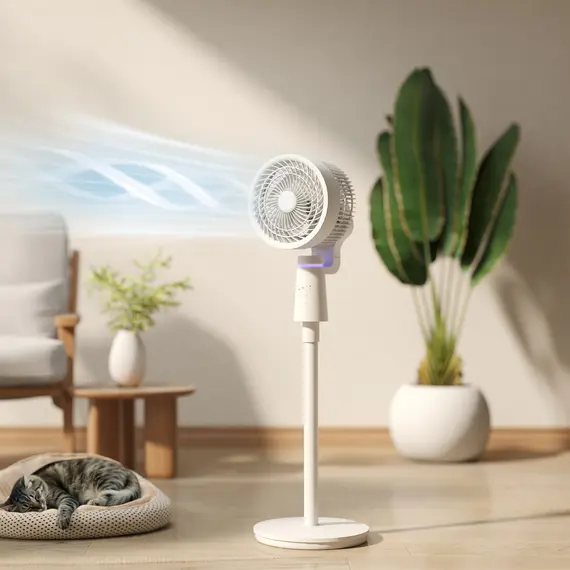 Buy Pedestal Air Circulation Fan with Oscillating, Light Off, White, 2 image