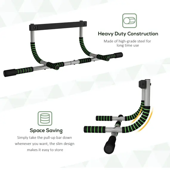 Buy Pull-Up Bar for Doorway, Home Fitness Door Horizontal Push up Bar for Indoor Gym Upper Body Workout, Green, 7 image