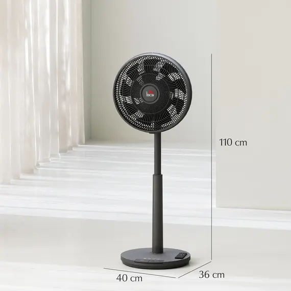 Buy Pedestal Fan with Oscillating, Tilt, Adjustable Height, Black, 3 image