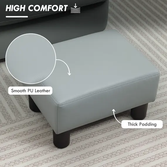 Buy  PU Leather Footstool with 4 Plastic Legs, Grey, 4 image
