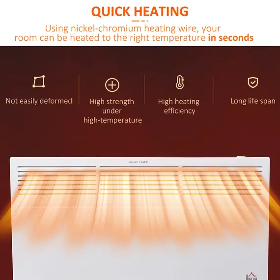 Buy POWER Convector Radiator Freestanding or Wall-mounted Heating with 2 Heat Settings Safety Cut-Off, White, 6 image