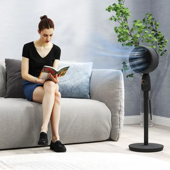 Buy Pedestal Fan, Powerful Air Circulator, 12 Inch Floor Standing Fan with 3 Speed Settings, Oscillating Function for Bedroom, Home and Office, Black, 8 image