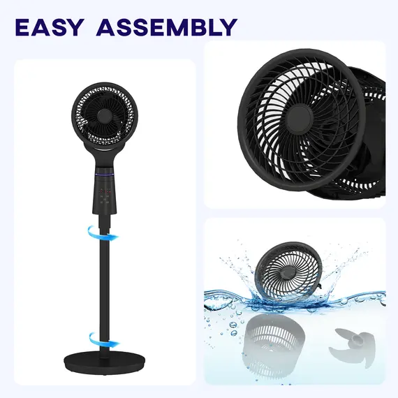 Buy Pedestal Air Circulation Fan with Oscillating, Light Off, Black, 8 image