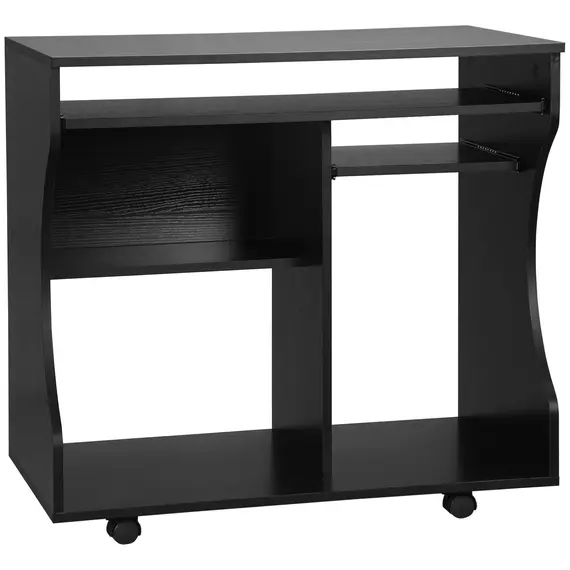 Buy Multi-Storage Compact Work Desk, with Wheels - Black