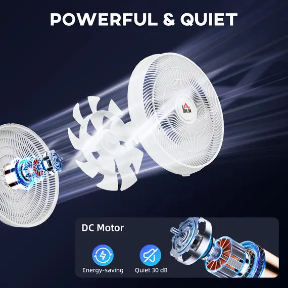 Buy  Pedestal Fan with Oscillating, Tilt, Adjustable Height, White, 4 image