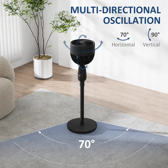 Buy Pedestal Fan, Powerful Air Circulator, 12 Inch Floor Standing Fan with 3 Speed Settings, Oscillating Function for Bedroom, Home and Office, Black, 5 image