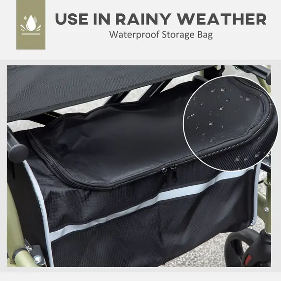 Buy Rollator Walker Wheelchair, with Brakes and Bag - Yellow/Green, 6 image