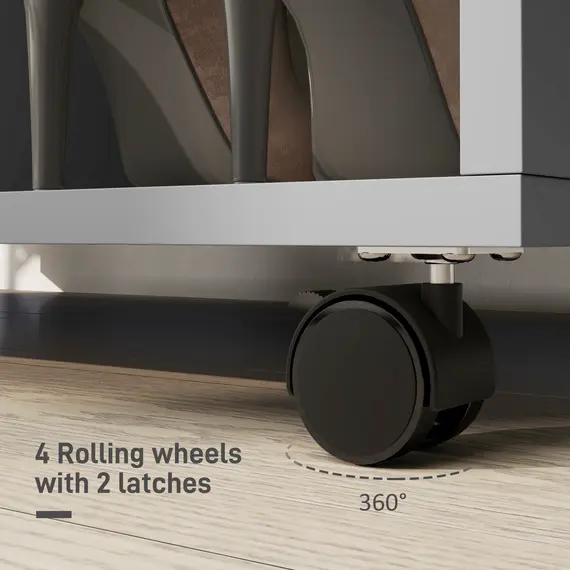 Buy Open Wardrobe on Wheels, Bedroom Wardrobe with Clothes Hanging Rail, 3 Storage Shelves, Mobile Garment Rack for Cloakroom, Hallway, Grey, 5 image