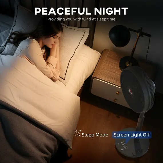 Buy Pedestal Fan with Oscillating, Tilt, Adjustable Height, Black, 7 image