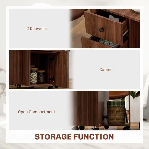 Buy Multi-Storage Six-Person Drop Leaf Dining Table -  Distressed Brown, 6 image